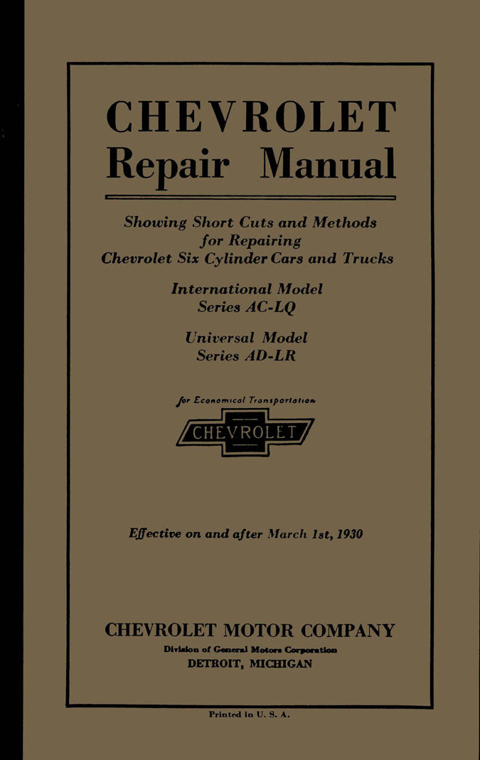 Licensed 1929 -1933 Chevrolet Repair Manual Set Brakes Engine Electrical