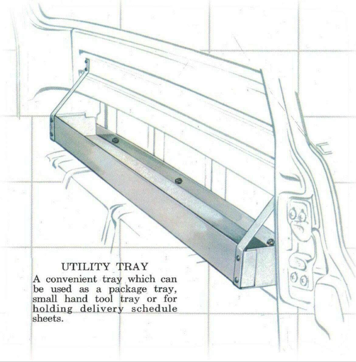 Utility Trays: 1955 - 1959 Chevy GMC Truck Accessory Utility Tool Tray Behind Seat