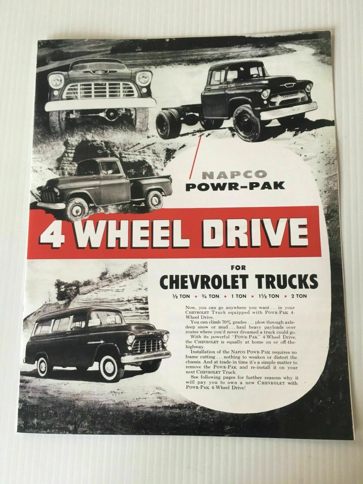 Manuals: New Sales Price Brochure 1955 1956 NAPCO Chevy GMC Truck Half 3/4 1 And 2 Ton