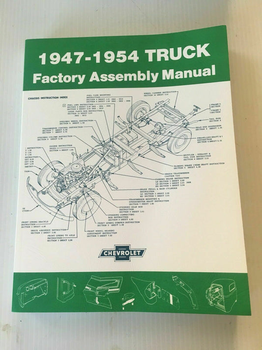 Manuals: 1947 - 1954 Chevrolet Truck Factory Assembly Manual Chevy Pickups And All Models