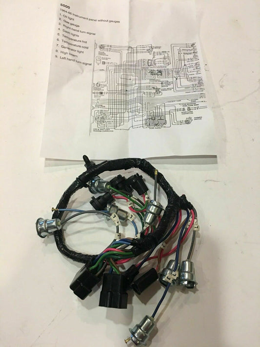 Wiring Harnesses: 1964 - 1966 Chevy All Models Pickup Dash Wiring W/out Gauges With Warning Light