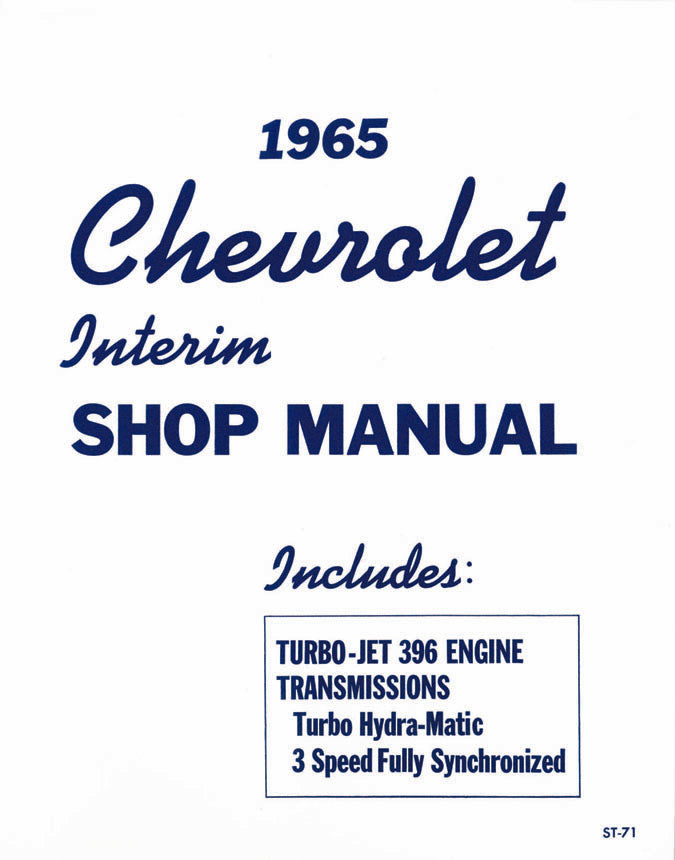Licensed 1965 Chevy Shop Body Overhaul And Turbojet Manuals All Models Brakes Engine Electrical
