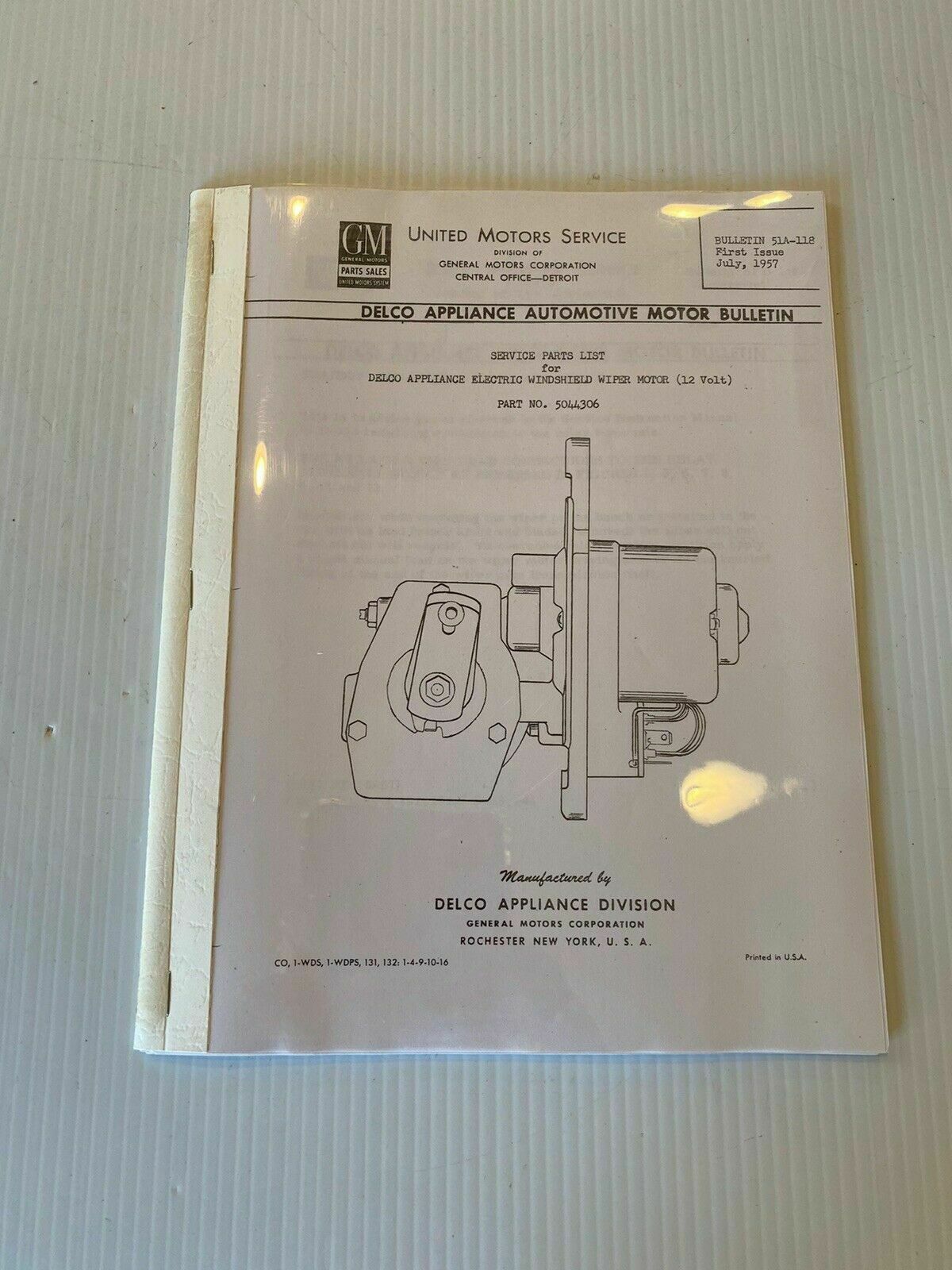 Manuals: 1958 Car 1958 -1959 Truck Chevy Electric Windshield Wiper Motor Service Book 27 Page