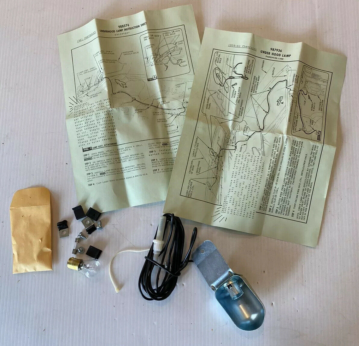Hood Lighting Kit: 1959-1961 Chevy Passenger Car Under Hood Light Accessory Kit New 987936